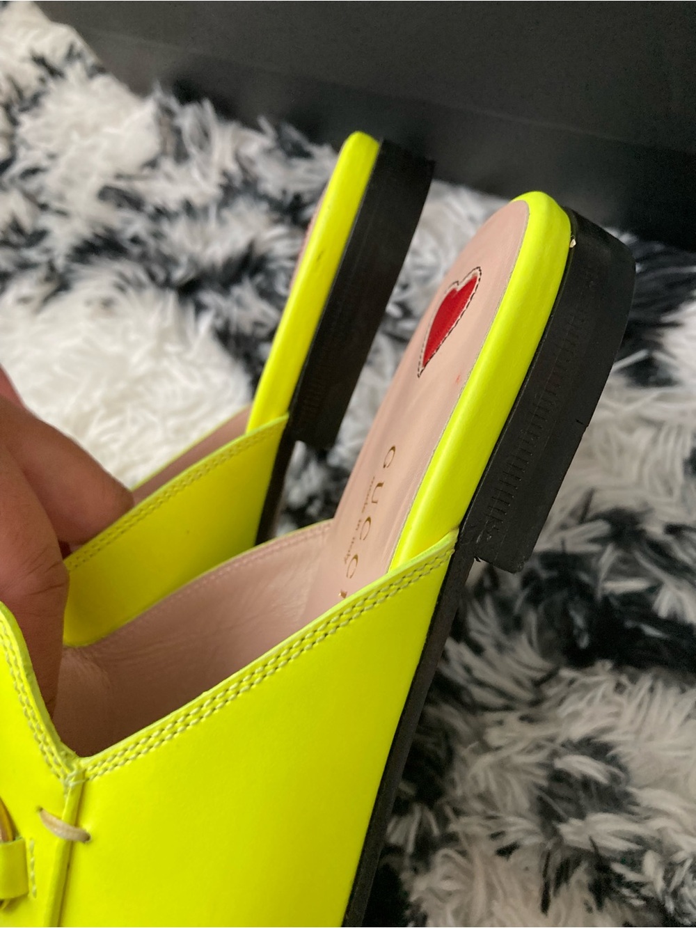 Gucci Neon Yellow Leather Horsebit Backless Mules - Picture 6 of 12